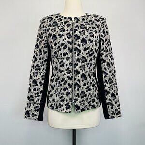 Lafayette 148 New York Wool Blend Leopard Print Black Blazer Jacket Women’s 2